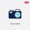 Two color digital camera vector icon from electronic stuff fill concept. isolated blue digital camera vector sign symbol can be