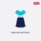 Two color dress with butterfly sleeves vector icon from clothes concept. isolated blue dress with butterfly sleeves vector sign