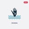 Two color drowning vector icon from security concept. isolated blue drowning vector sign symbol can be use for web, mobile and