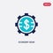 Two color economy gear vector icon from cryptocurrency economy concept. isolated blue economy gear vector sign symbol can be use