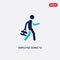 Two color employee going to work vector icon from business concept. isolated blue employee going to work vector sign symbol can be