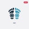 Two color feet vector icon from religion concept. isolated blue feet vector sign symbol can be use for web, mobile and logo. eps