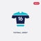 Two color football jersey vector icon from brazilia concept. isolated blue football jersey vector sign symbol can be use for web,