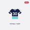 Two color football t shirt with number 83 vector icon from american football concept. isolated blue football t shirt with number