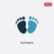 Two color footprints vector icon from kid and baby concept. isolated blue footprints vector sign symbol can be use for web, mobile