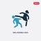 Two color girl kicking a boy in the face vector icon from sports concept. isolated blue girl kicking a boy in the face vector sign