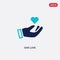 Two color give love vector icon from hands and gestures concept. isolated blue give love vector sign symbol can be use for web,