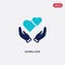 Two color giving love vector icon from hands and gestures concept. isolated blue giving love vector sign symbol can be use for web