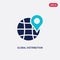 Two color global distribution vector icon from delivery and logistics concept. isolated blue global distribution vector sign