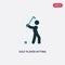 Two color golf player hitting vector icon from sports concept. isolated blue golf player hitting vector sign symbol can be use for