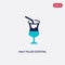 Two color half filled cocktail glass vector icon from food concept. isolated blue half filled cocktail glass vector sign symbol