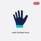 Two color hand showing palm vector icon from human body parts concept. isolated blue hand showing palm vector sign symbol can be