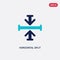 Two color horizontal split vector icon from arrows concept. isolated blue horizontal split vector sign symbol can be use for web,