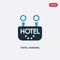 Two color hotel hanging vector icon from summer concept. isolated blue hotel hanging vector sign symbol can be use for web, mobile