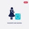 Two color housewife and washing machine vector icon from humans concept. isolated blue housewife and washing machine vector sign