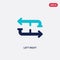 Two color left right vector icon from arrows concept. isolated blue left right vector sign symbol can be use for web, mobile and