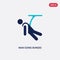Two color man going bungee jumping vector icon from behavior concept. isolated blue man going bungee jumping vector sign symbol
