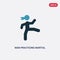 Two color man practicing martial arts vector icon from sports concept. isolated blue man practicing martial arts vector sign