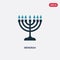 Two color menorah vector icon from religion concept. isolated blue menorah vector sign symbol can be use for web, mobile and logo