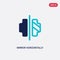 Two color mirror horizontally vector icon from geometric figure concept. isolated blue mirror horizontally vector sign symbol can