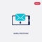 Two color mobile receiving email vector icon from communication concept. isolated blue mobile receiving email vector sign symbol