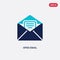 Two color open email vector icon from education concept. isolated blue open email vector sign symbol can be use for web, mobile
