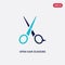 Two color open hair scissors vector icon from beauty concept. isolated blue open hair scissors vector sign symbol can be use for