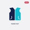 Two color padded vest vector icon from clothes concept. isolated blue padded vest vector sign symbol can be use for web, mobile