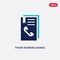 Two color phone numbers agenda vector icon from general concept. isolated blue phone numbers agenda vector sign symbol can be use