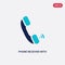 Two color phone receiver with vector icon from hardware concept. isolated blue phone receiver with vector sign symbol can be use