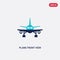 Two color plane front view vector icon from airport terminal concept. isolated blue plane front view vector sign symbol can be use
