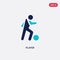 Two color player vector icon from football concept. isolated blue player vector sign symbol can be use for web, mobile and logo.