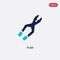 Two color plier vector icon from construction tools concept. isolated blue plier vector sign symbol can be use for web, mobile and