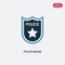 Two color police badge vector icon from law and justice concept. isolated blue police badge vector sign symbol can be use for web