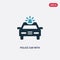 Two color police car with light vector icon from mechanicons concept. isolated blue police car with light vector sign symbol can