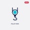 Two color pulley hook vector icon from construction concept. isolated blue pulley hook vector sign symbol can be use for web,