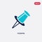 Two color pushpin vector icon from education concept. isolated blue pushpin vector sign symbol can be use for web, mobile and logo