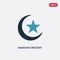 Two color ramadan crescent moon vector icon from religion-2 concept. isolated blue ramadan crescent moon vector sign symbol can be