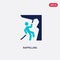 two color rappelling vector icon from activity and hobbies concept. isolated blue rappelling vector sign symbol can be use for web