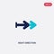 Two color right direction vector icon from arrows concept. isolated blue right direction vector sign symbol can be use for web,