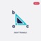 Two color right triangle vector icon from education 2 concept. isolated blue right triangle vector sign symbol can be use for web