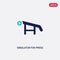 Two color simulator for press vector icon from gym and fitness concept. isolated blue simulator for press vector sign symbol can