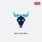 Two color skull of a bull vector icon from culture concept. isolated blue skull of a bull vector sign symbol can be use for web,