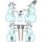 Two color subject vector illustrations of snowmen