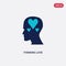 Two color thinking love vector icon from brain process concept. isolated blue thinking love vector sign symbol can be use for web