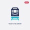 Two color train to the airport vector icon from airport terminal concept. isolated blue train to the airport vector sign symbol