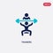 Two color trainers vector icon from gym and fitness concept. isolated blue trainers vector sign symbol can be use for web, mobile
