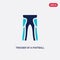 Two color trouser of a football player vector icon from american football concept. isolated blue trouser of a football player