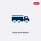 Two color truck with freight vector icon from construction concept. isolated blue truck with freight vector sign symbol can be use