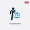 Two color tv correspondent vector icon from people skills concept. isolated blue tv correspondent vector sign symbol can be use